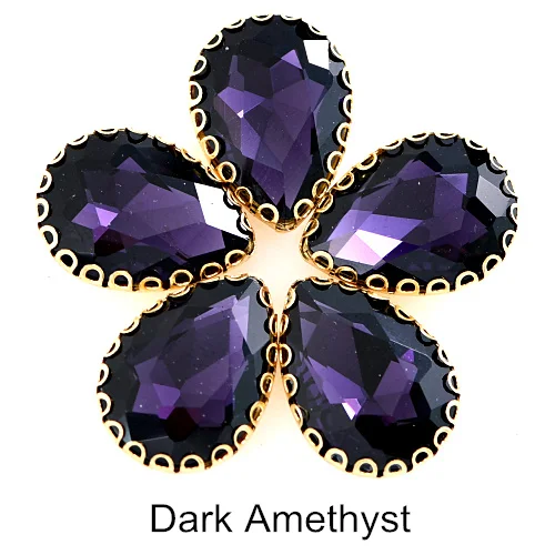 Dark-amethyst 20 шт. золотые стразы с кружевами и каплевидными кристаллами для шитья одежды, украшений для одежды, сумок B1182 - Цвет: Dark-amethyst