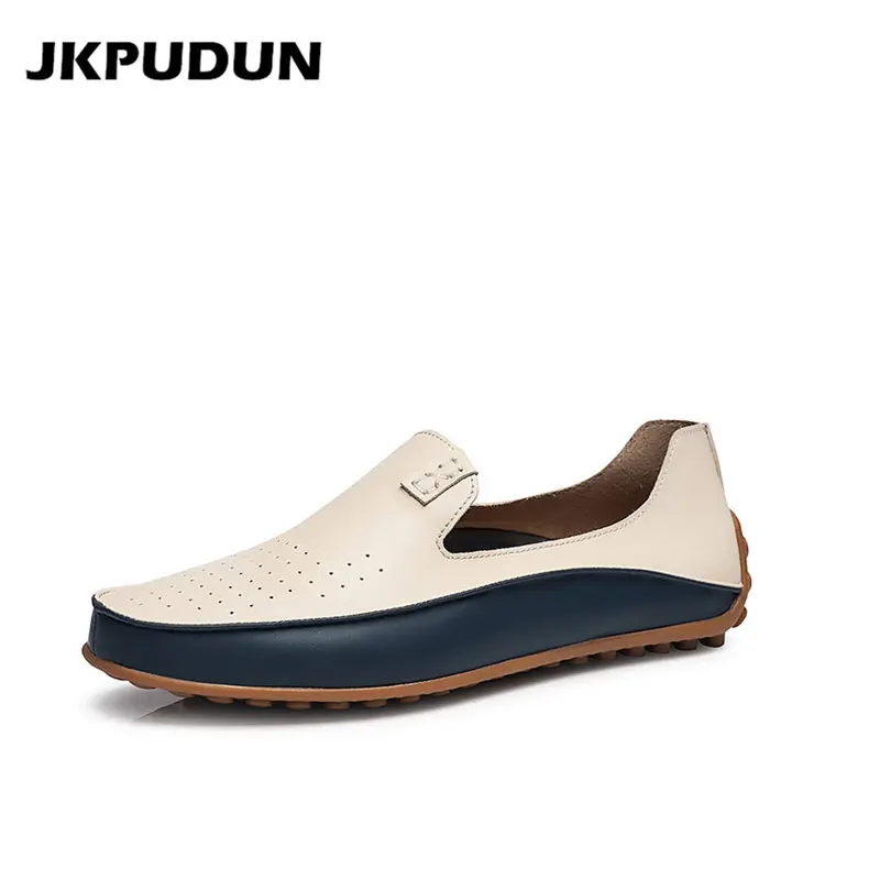 JKPUDUN Italian Fashion Men Casual Shoes Designer Slip On Boat Luxury Brand Mens Penny Loafers Leather Moccasins Big Size | Обувь
