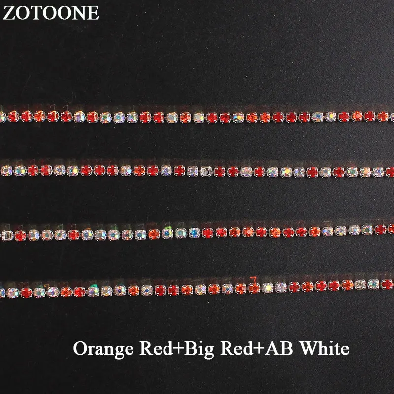 ZOTOONE SS10 смешанные красные стразы цепочка AB кристаллы Стандартная отделка пришить