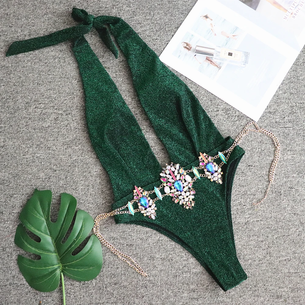 Блестящее бикини с глубоким v образным вырезом сексуальный женский купальник со
