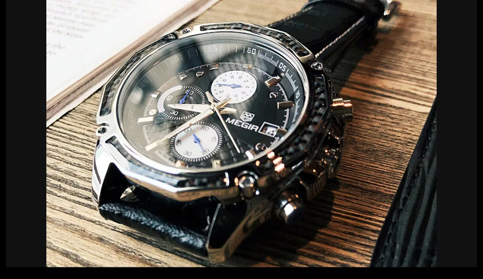 MEGIR Fashion Casual Quartz Wrist Watch Men Luxury Top Brand 30M Waterproof Leather Strap Sports Watches Male Relogio Masculino