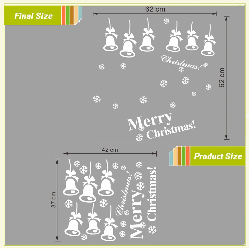 merry christmas bells wall stickers christian room home decorations 01. diy vinyl xmas decals festival mual art posters 5.0 | Дом и сад