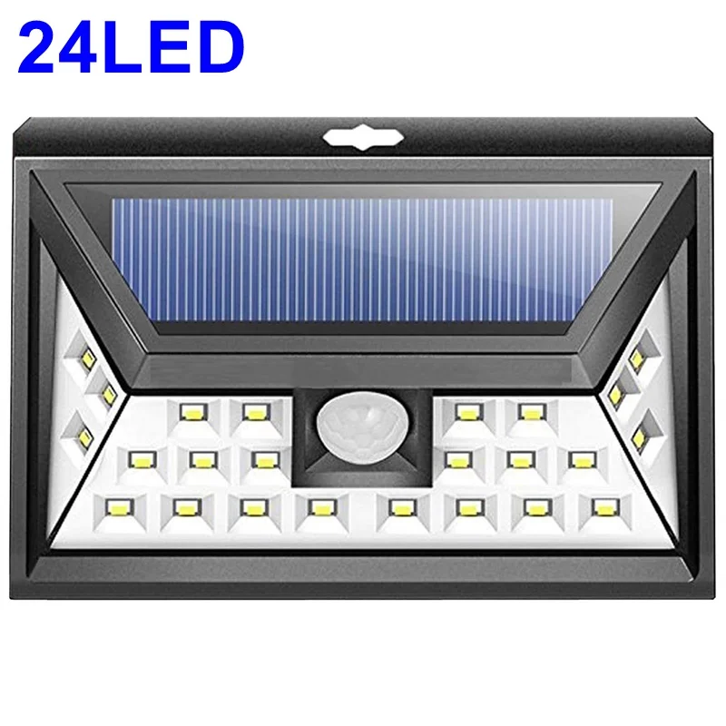 solar 24LED Солнечный светильник 56 светодиодный водонепроницаемый IP65 PIR датчик движения настенный светильник Открытый парки сад Безопасность Аварийный уличный Солнечный садовый светильник - Испускаемый цвет: solar 24LED
