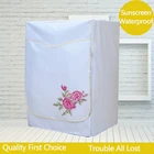 Чехол с вышивкой для стиральной машины, чехол бежевого цвета, водонепроницаемый и солнцезащитный чехол для барабанной машины, защитный чехол для дома