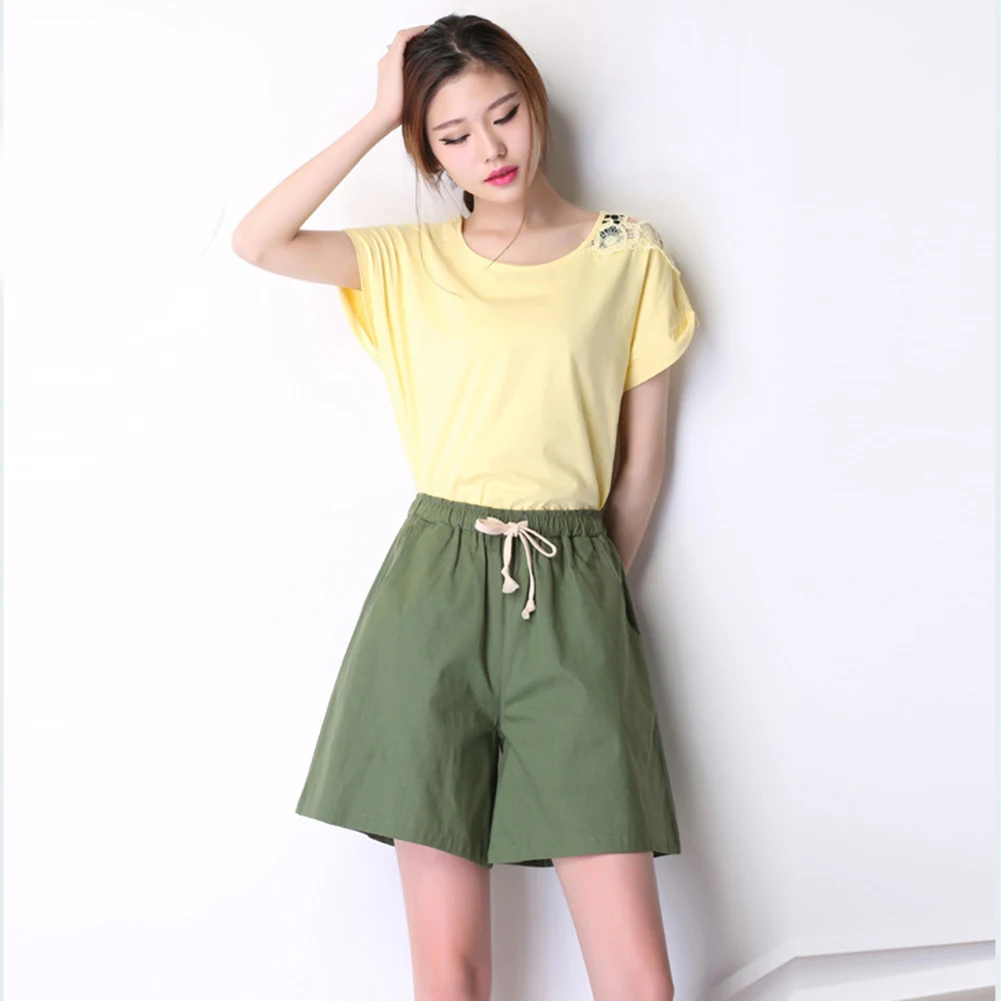 Новый Богемия короткие для женщин летние повседневное Drawstring свободные шорты из