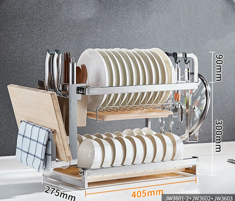 Dish Rack Drain Rack Kitchen Rack 304 Stainless Steel Hanging Dish Dish Chopsticks Storage Rack Double Household