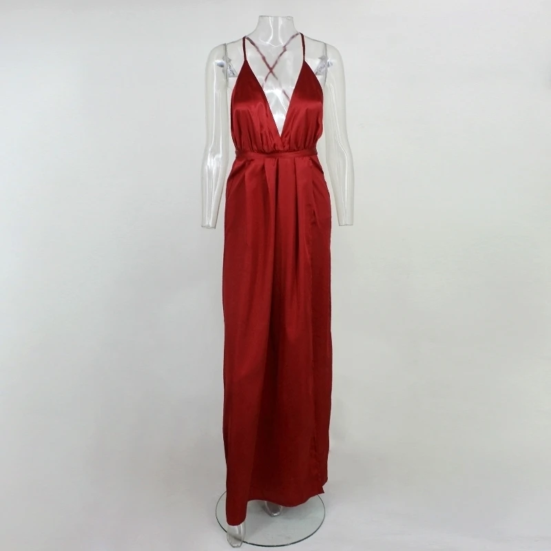 DRESSMECB, летнее сексуальное длинное платье без рукавов с v-образным вырезом, женские облегающие вечерние платья макси, бандажная Клубная одежда, элегантные платья