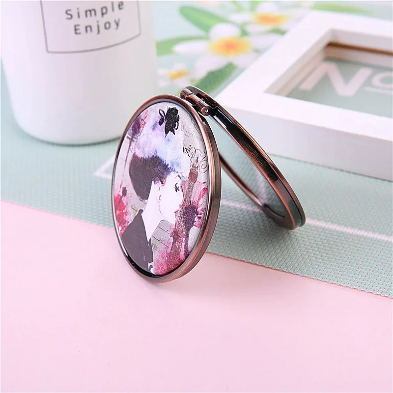 1 шт. винтажное портативное мини карманное зеркало для макияжа двухстороннее