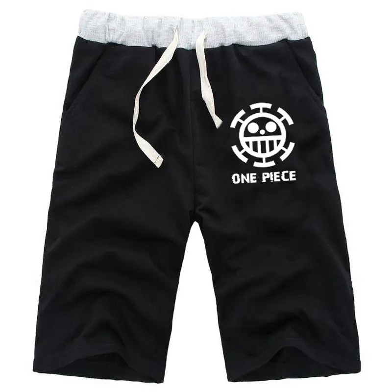 

One Piece Luffy Trafalgar Law Ace Whitebeard Skull Straight Shorts Knee Length Casual Short Pants Sweatpants Pockets Knickers