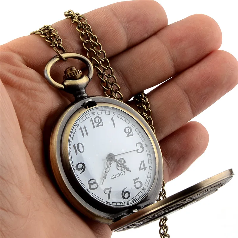 

Vintage Bronze Steampunk Pocket Watch Roman Numerals Quartz Necklace Pocket & Fob Watches Chain Men Women Clock Relogio De Bolso
