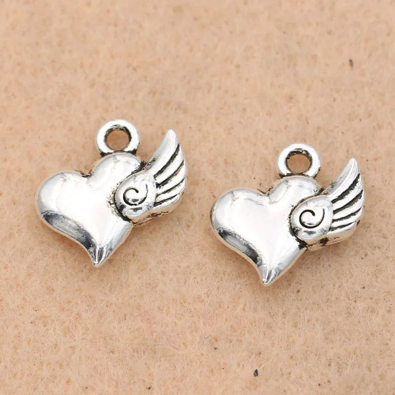 Подвеска Шарм Крылья в форме сердца 14 мм 10 шт.|heart charm pendant|charm pendantwing heart |