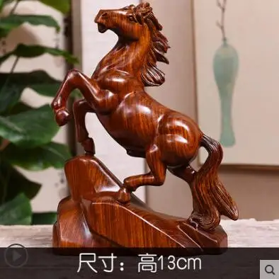 high 13cm Lucky Ностальгический домашний сад Декор ремесла Винтаж деревянный конь фигурка черный конь миниатюрный для дома Офис Бар животный орнамент - Цвет: high 13cm