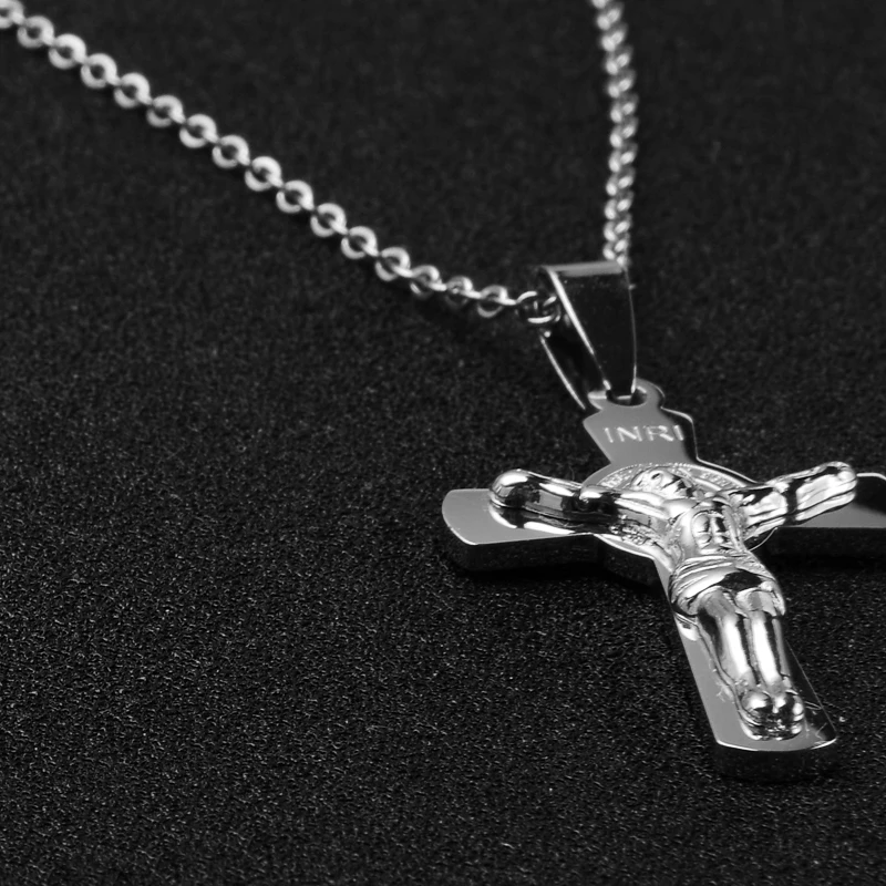 D& Z ожерелье с крестом, распятие INRI Jesus, подвеска золотого цвета из нержавеющей стали, Мужская цепочка, христианские ювелирные изделия, рождественские подарки