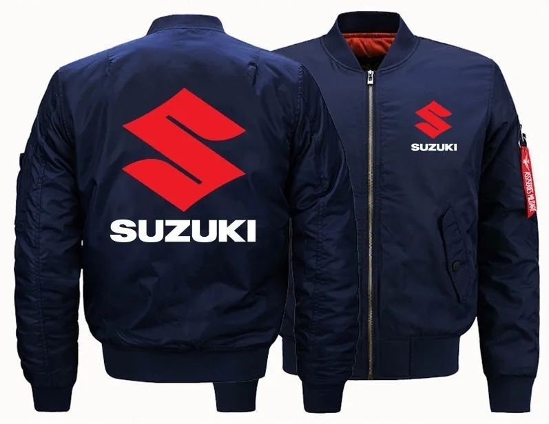 Модная новинка SUZUKI бомбер летная куртка зимняя утепленная Теплая мужская на