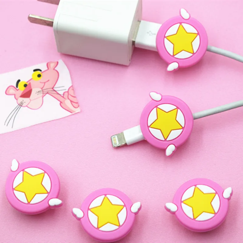 10 шт. мини милый силиконовые USB кабель протектор линии передачи данных Шнур