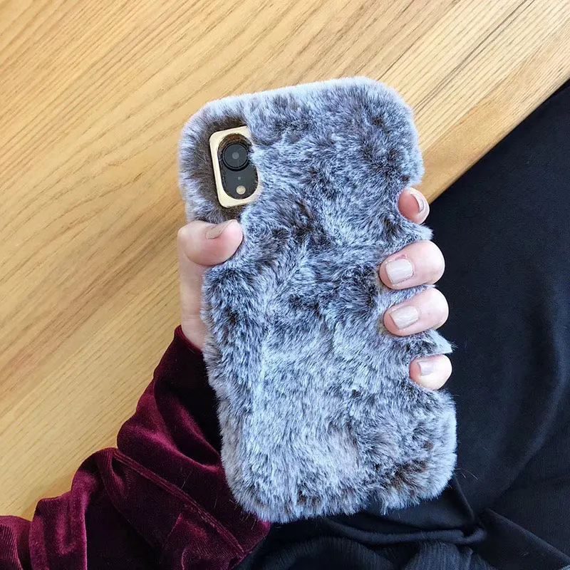style 4 Милый кроличья шерсть собака кошка плюшевый чехол для телефона для iPhone 11 Pro XS Max XS XR 8 7 6 6s Plus 3D кроличьи уши мех Пушистый мягкий чехол - Цвет: style 4