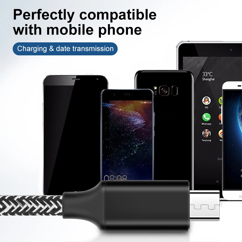 Микро USB кабель Coolreall 2 4 А для быстрой зарядки и синхронизации данных Samsung Huawei Xiaomi