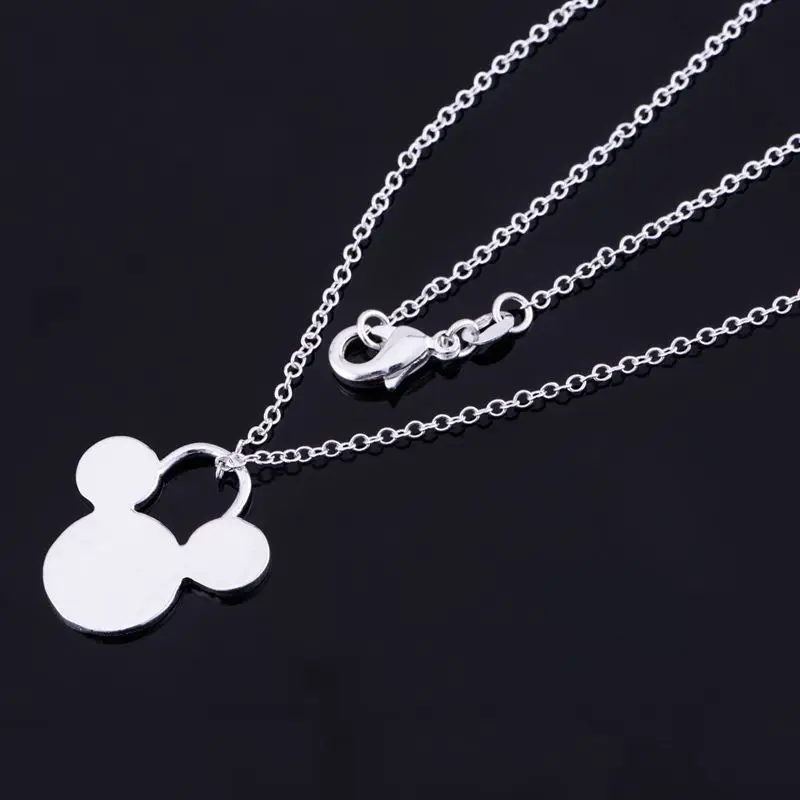 Блестящее милое серебряное ожерелье с Микки-Маусом Стерлинговое Серебро