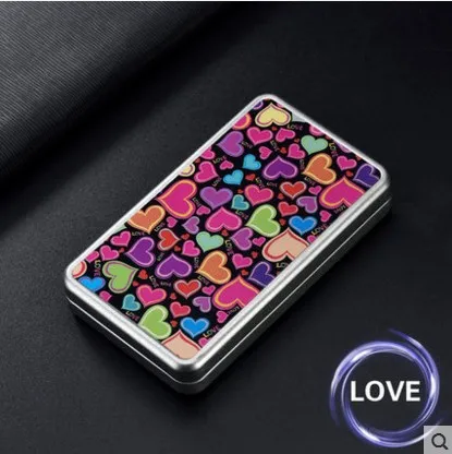 Мужская сигаретная коробка с зажигалкой, чехол для сигарет, креативная сигарета с зарядкой от USB Зажигалка для женских тонких сигарет - Цвет: Love
