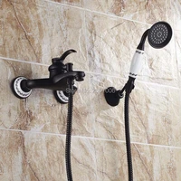 free shipping euro type bathroom wall mount shower faucet black plating shower faucet set bathtub faucet with ceramic base zr038