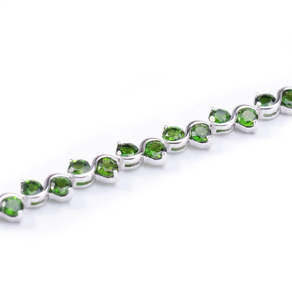 GEM'S балетные костюмы 11.7Ct натуральный хром диопсид драгоценный камень браслет 925 пробы серебро звено цепи браслеты для женщин ювелирные украшения
