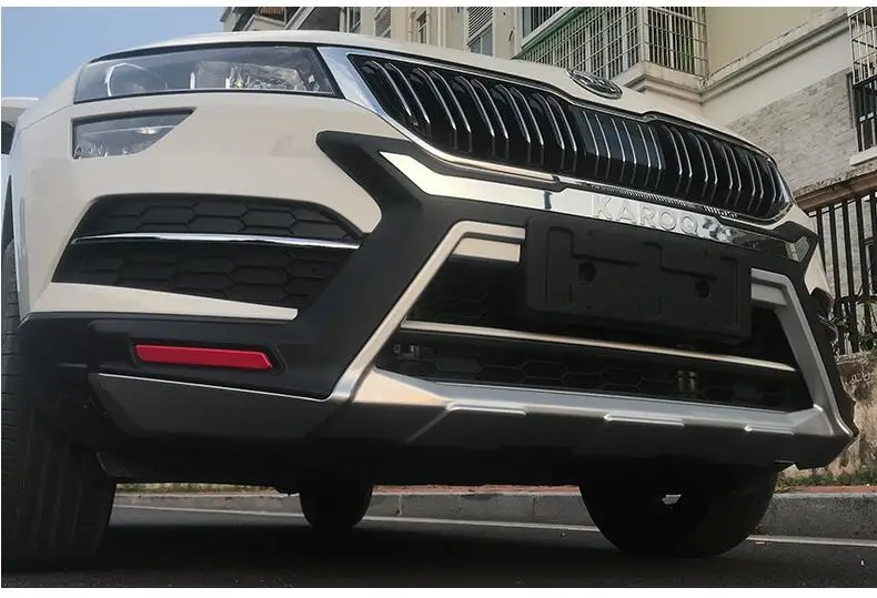 JIOYNG для Skoda KAROQ Передний+ задний бампер диффузор бамперы для губ защитная накладка ABS 2 шт