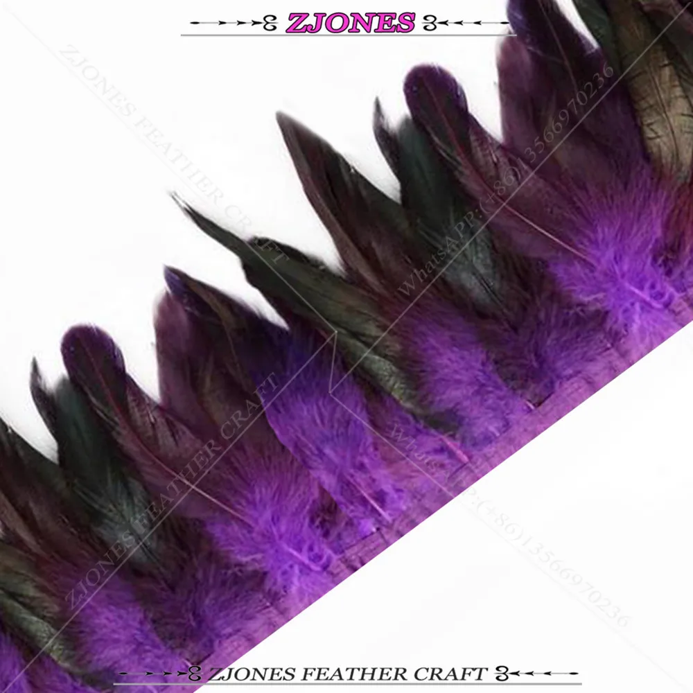 purple 1-2 м 5-" Черный петух перо отделка куриное перо лента бахрома платье/юбка/перо для рукоделия вечерние декоративные boas полосы - Color: purple