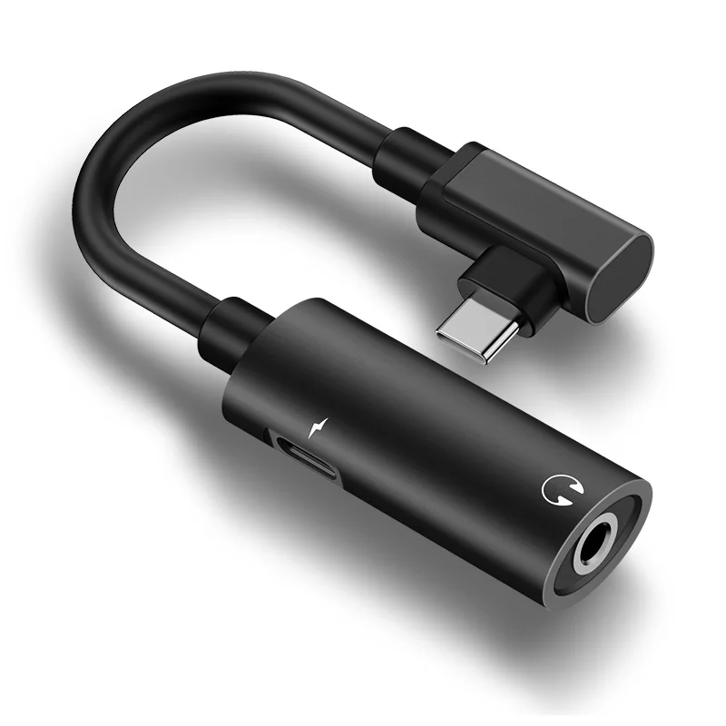 Кабель Cafele type C до 3,5 мм USB C OTG до 3,5 мм AUX адаптер для Xiaomi mi 9 8 Red mi Note 7 huawei P20 30 pro Jack аудио адаптер - Color: Black