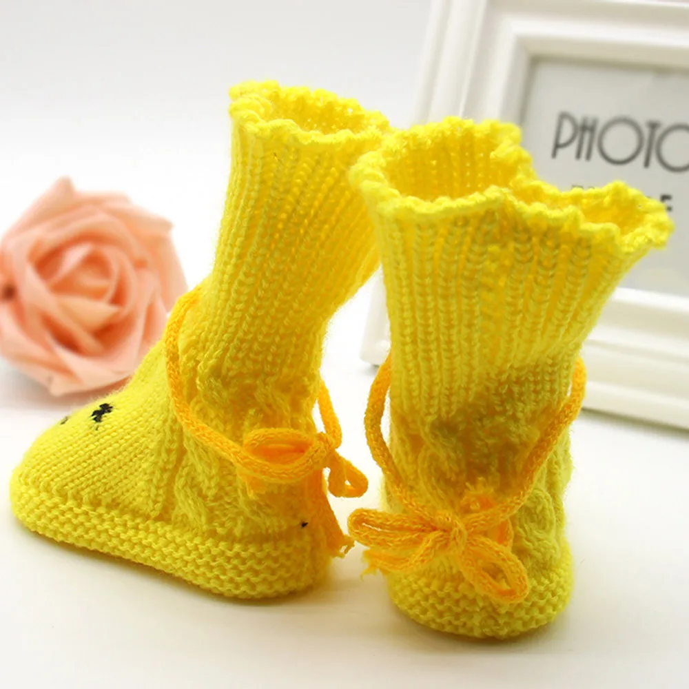 Warm Winter Soft Woolen Baby Shoes Infants Crochet Knit Fleece Warm Boots Toddler Girl Boy Wool Snow Crib Shoes Booties First