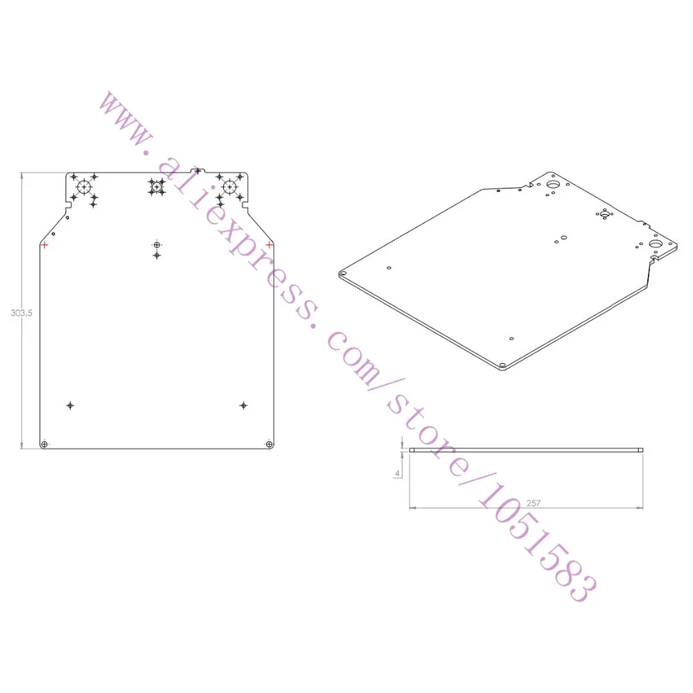 Оригинальная Базовая пластина для печатного стола UM2 алюминиевый сплав 303 5*257*4 мм