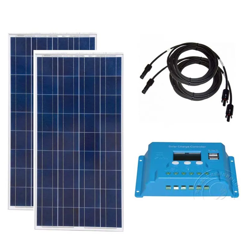 

Placa Fotovoltaica 12v 150w 2Pcs Panneaux Solaire 300w Solar Battery Charger Solar Charge Controller 12v/24v 10A Pv Cable Car