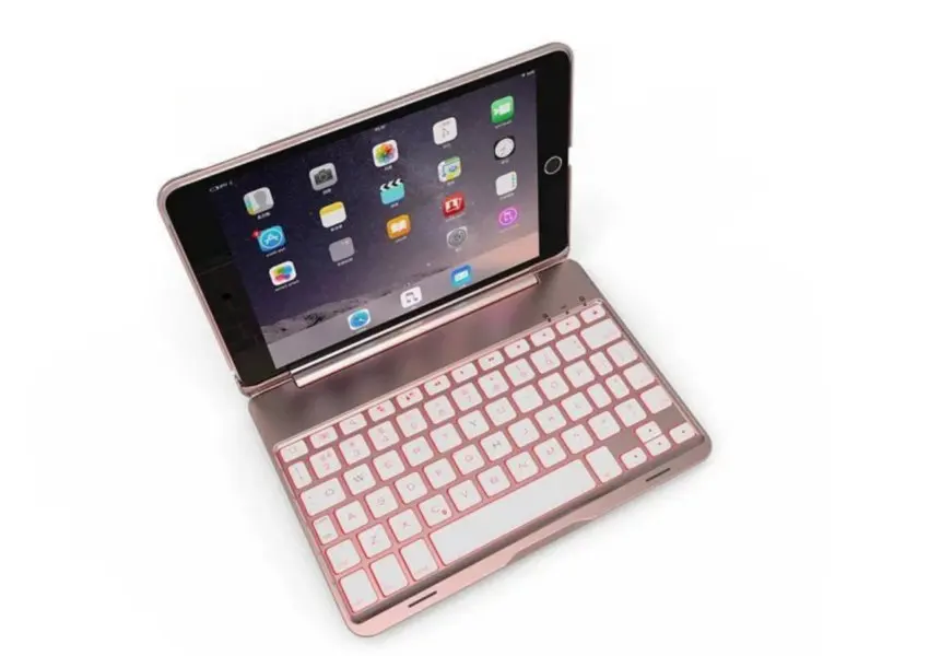 Ультра-тонкая беспроводная Bluetooth клавиатура для iPad Mini 4 Чехол 7,9 дюймов алюминиевый сплав выдалбливают 7 цветов подсветка дизайн логотипа