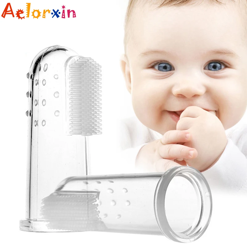 

Baby Kids Silicone Finger Toothbrush Gum Brush Infant Deciduous Tooth Brush with Clear Massage Escova De Dente Infantil