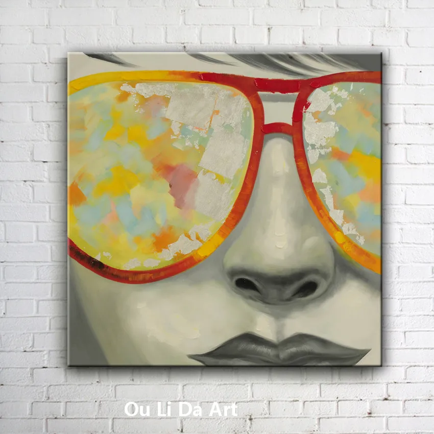 НОВЫЙ современный абстрактный очки серый женщины печатные холст картины маслом