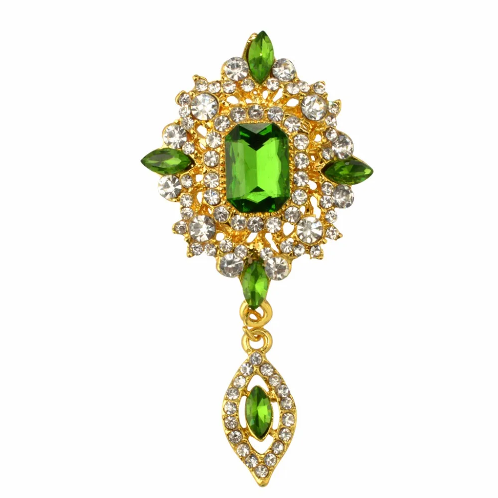 MZC винтажные зеленые кристаллы в форме капли воды роскошные бриллиантовые