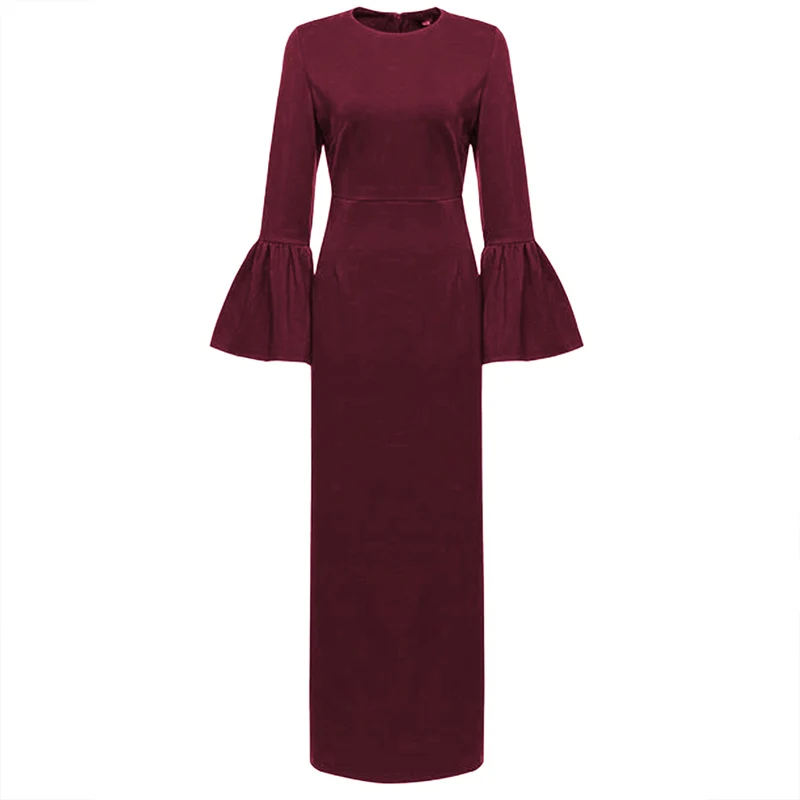 Buytiz ОАЭ мусульманское abaya Макси платье с расклешенными рукавами длинное халаты