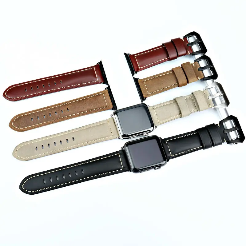 MAIKES Watchband Genuine Leather Watch Strap Bracelet For Apple Watch Band 45mm 41mm series 7/6/5/4/3 For iwatch Band 44mm 40mm