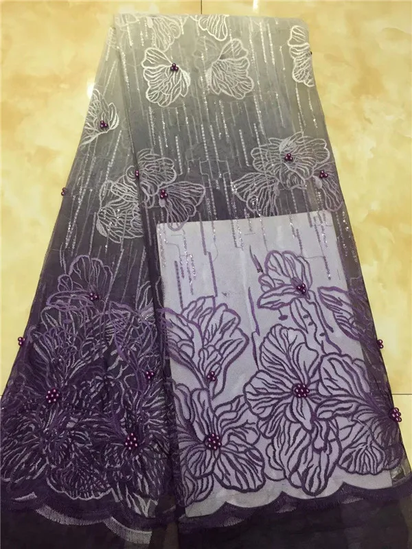 Высококачественная кружевная ткань ручной работы с бисером кружевной тканевый