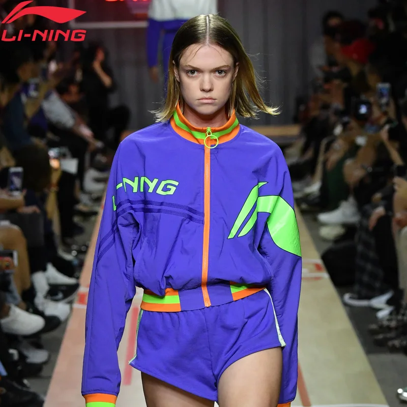 Li Ning женский PFW Китай куртка свободного кроя с принтом нейлон полиэстер подкладка