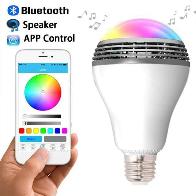 Новинка E27 Bluetooth 4.0 Беспроводная лампа-динамики умная RGB лампа-динамик для телефона Android 110V - 220V динамики
