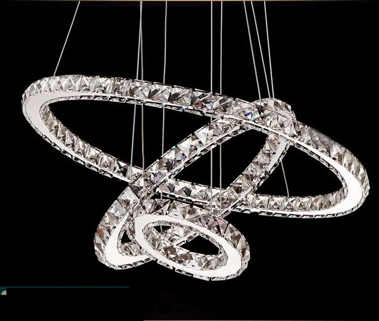 Роскошные 3 кольца хрустальные люстры из нержавеющей стали Led Mordern подвесной светильник домашний декор подвесной светильник Avize