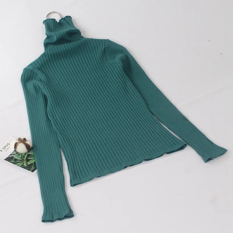 green G889 GIGOGOU, базовый, ребристый, водолазка, женский свитер, высокий ворот, вязаный свитер, пуловеры с отверстием для большого пальца, осень, зима, джемпер, Топ - Цвет: green G889