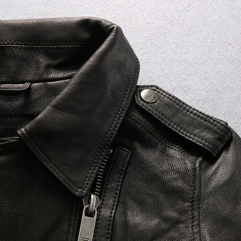 2018 модная короткая приталенная куртка из мягкой овечьей кожи с лацканами Женская