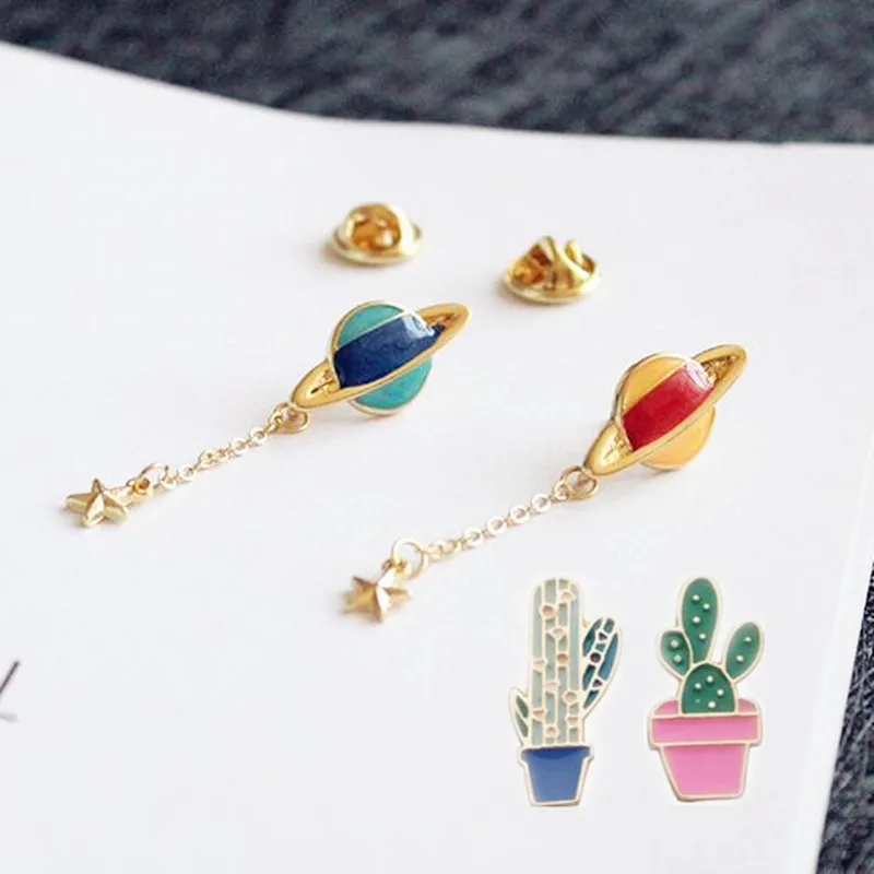 Bovvvsky Мультфильм Масло планеты горшок брошь булавки Мини Кнопка девушка