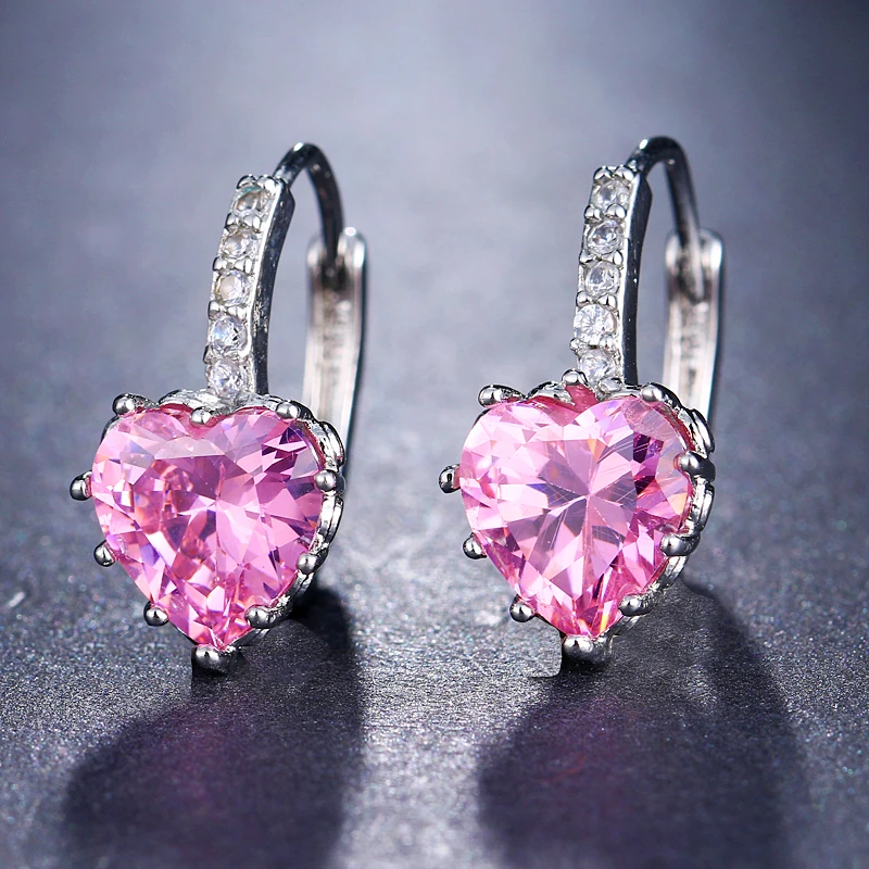 pink EMMAYA милые серьги-гвоздики в виде сердца с кристаллами золотого цвета Модные CZ серьги со стразами для женщин Brincos - Окраска металла: pink