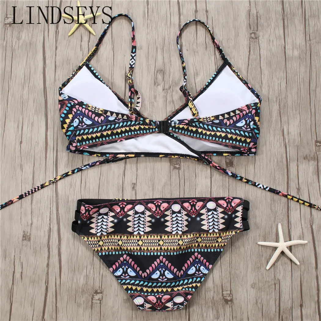 2019 Sexy Bandage Aztec Biquini String Strappy Swim Wear Bathing Suit Swimsuit Beachwear Swimwear Women Brazilian Bikini | Женская