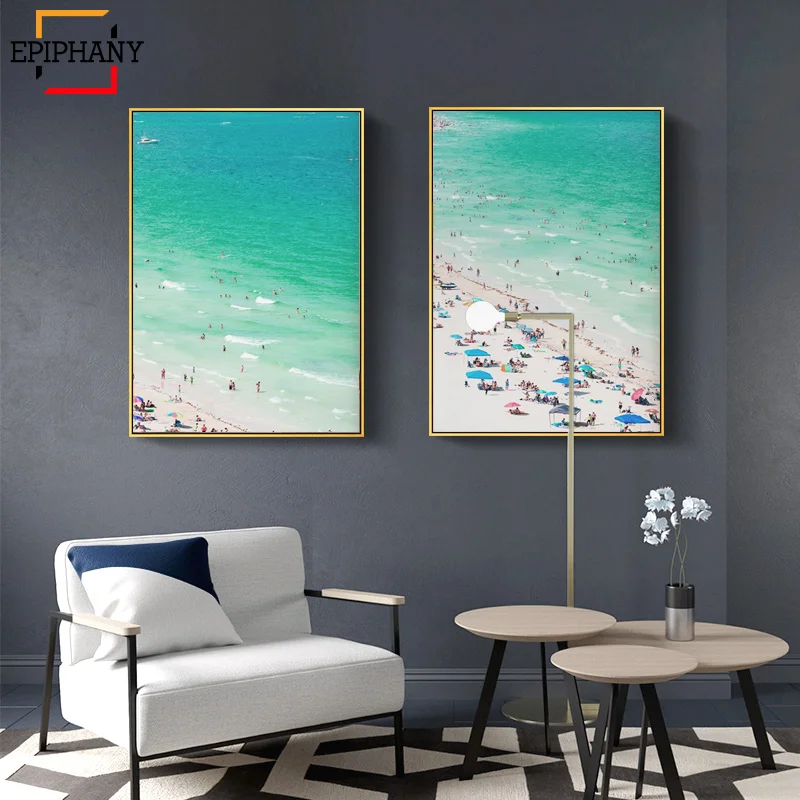 Современные настенные художественные принты океан Калифорния пастельный пляж