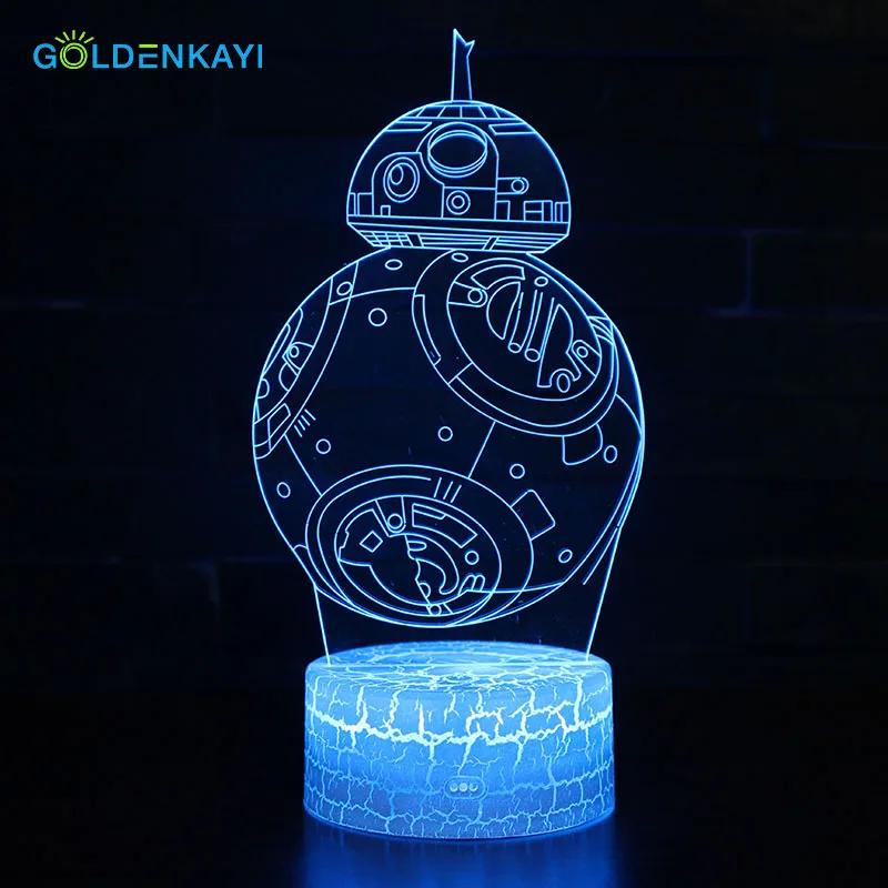 GOLDENKAYI Звездные войны BB-8 Робот 3D LED оригинальность ночные светильники атмосфера
