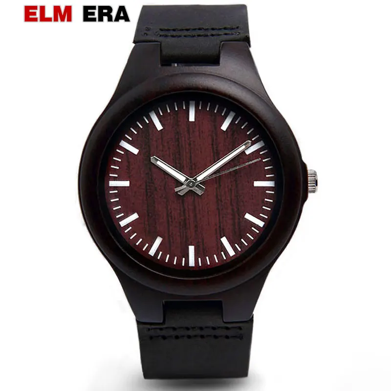 Мужские часы ELMERA Relogio Masculino деревянные мужские в клетку черные автоматические