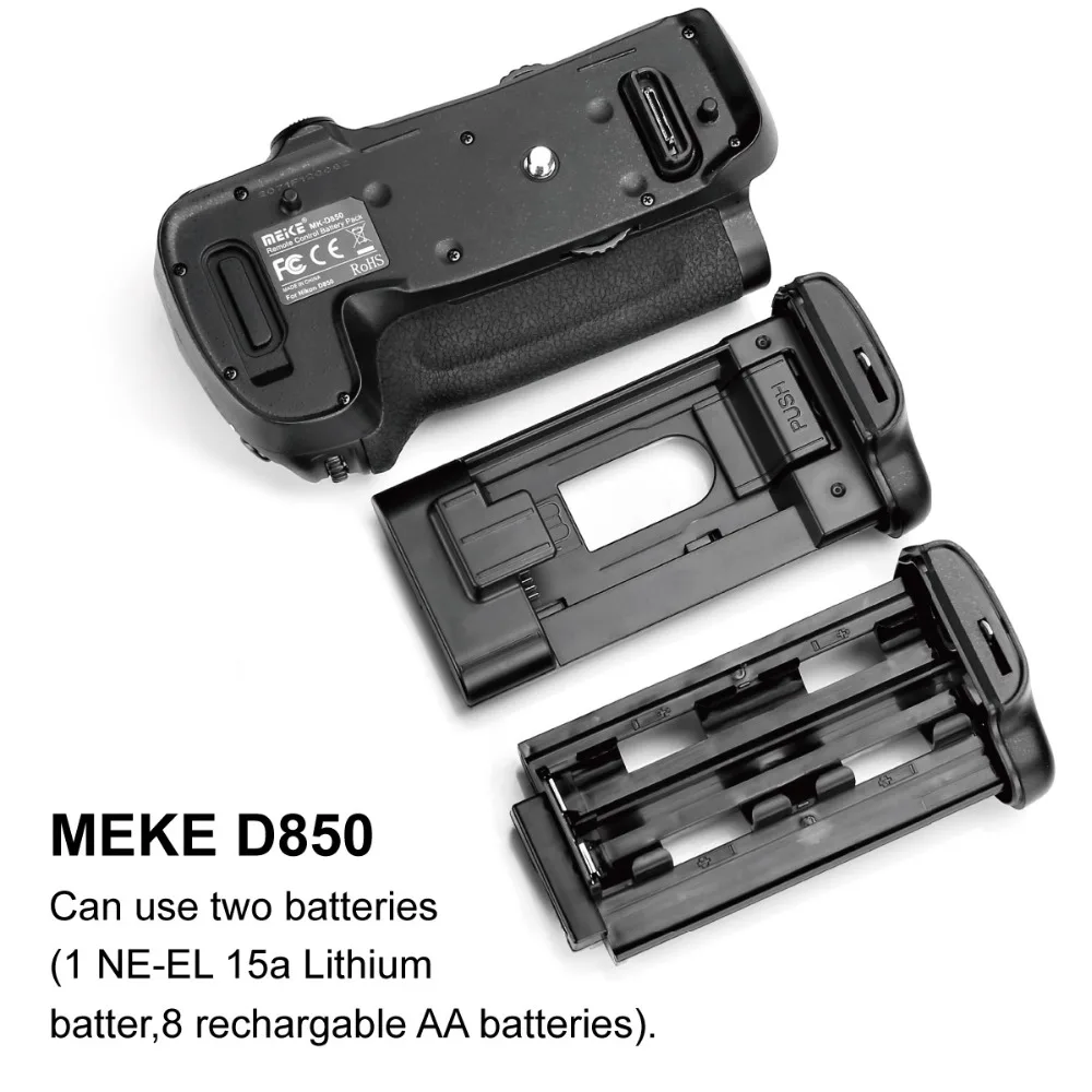 Meike MK-D850 Вертикальная съемка Аккумуляторный блок питания ручка для камер Nikon D850